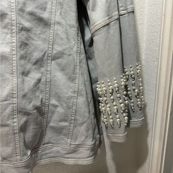 DV Jeans Donna Vinci Premium Soft Stretch Denim Jacket Trimmed with Pearls 2X - Picture 4 of 11